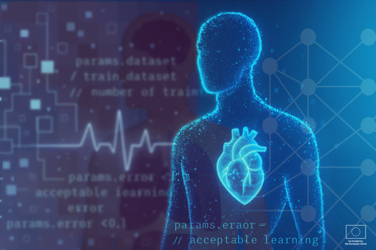 Abstract picture of person inside an ai scanner