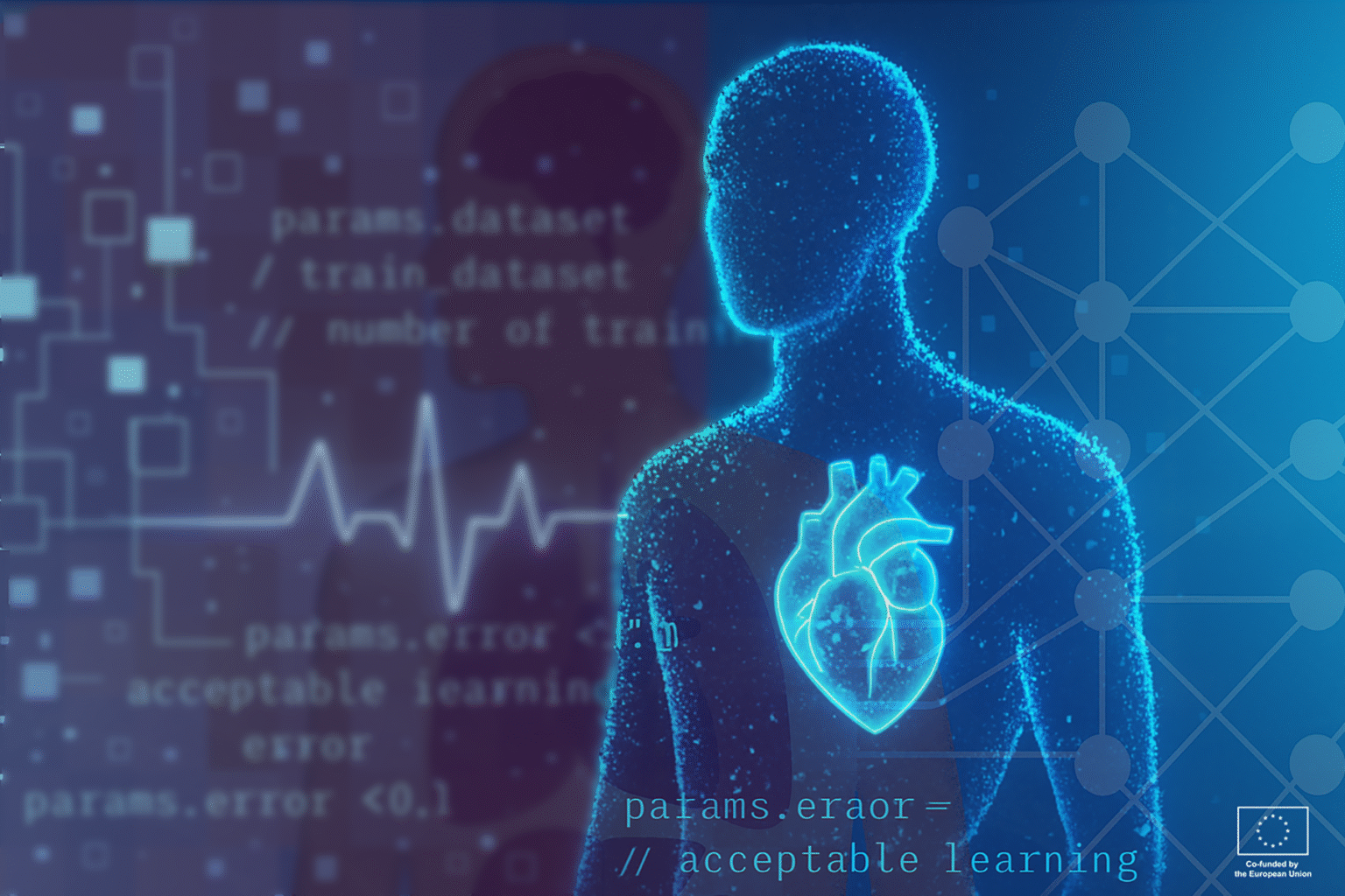 Abstract picture of person inside an ai scanner